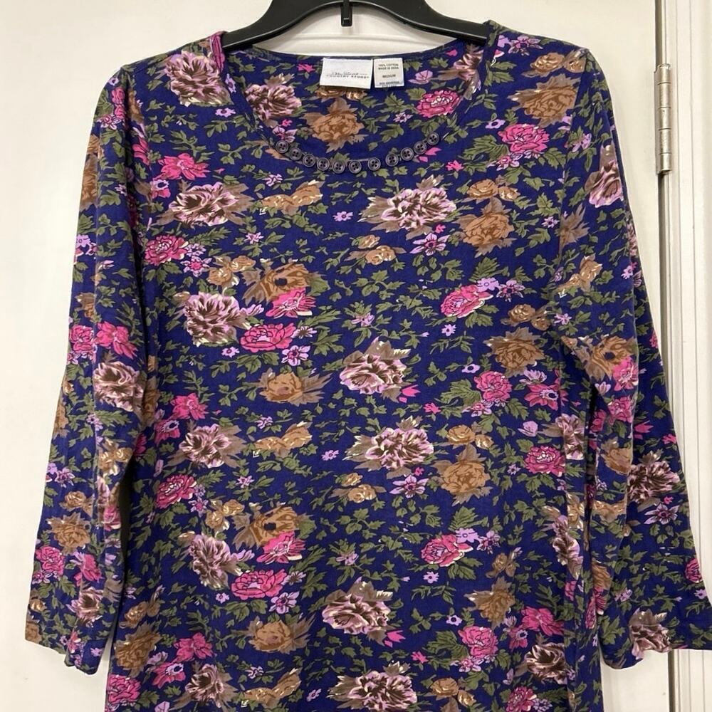 Vermont Country Store Cotton Floral Midi Dress Country Cottage M Fall Farmhouse - Picture 3 of 8
